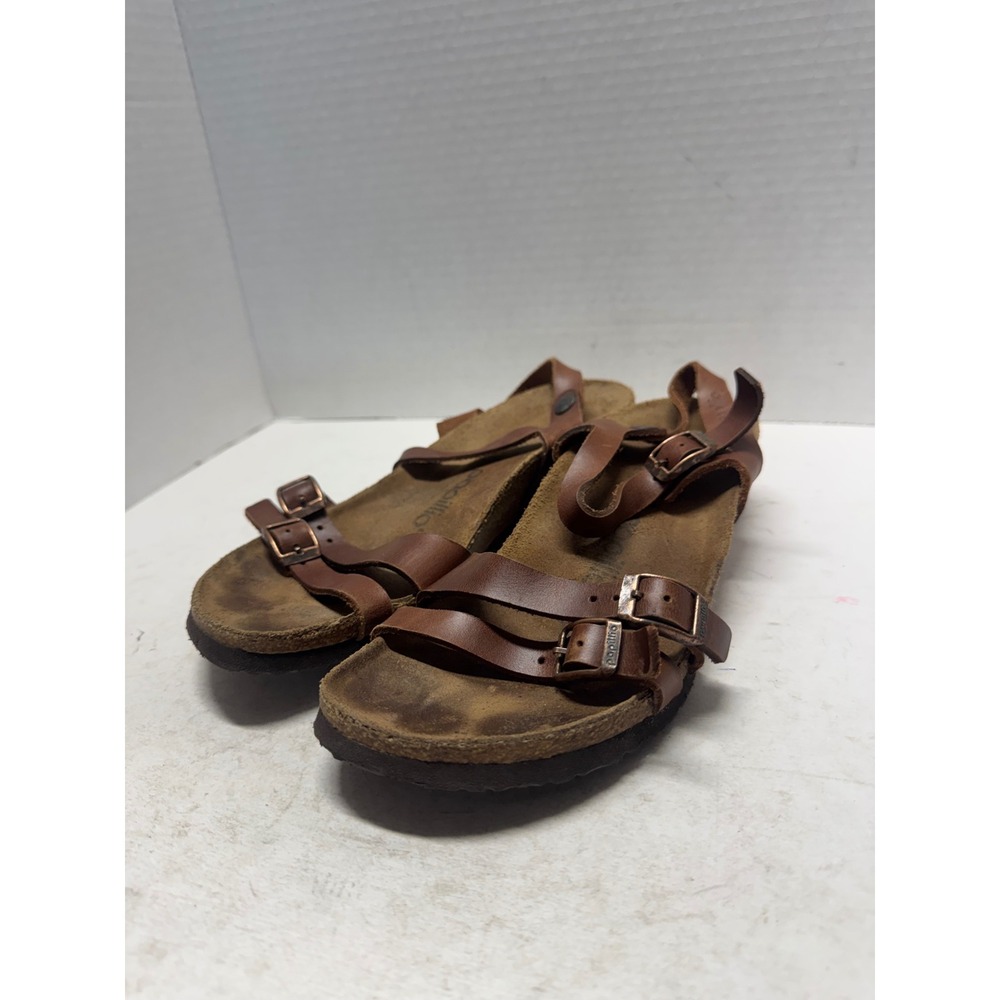 Papillio by Birkenstock Tabora Brown Leather Strappy Slingback Sandals Size 37 7